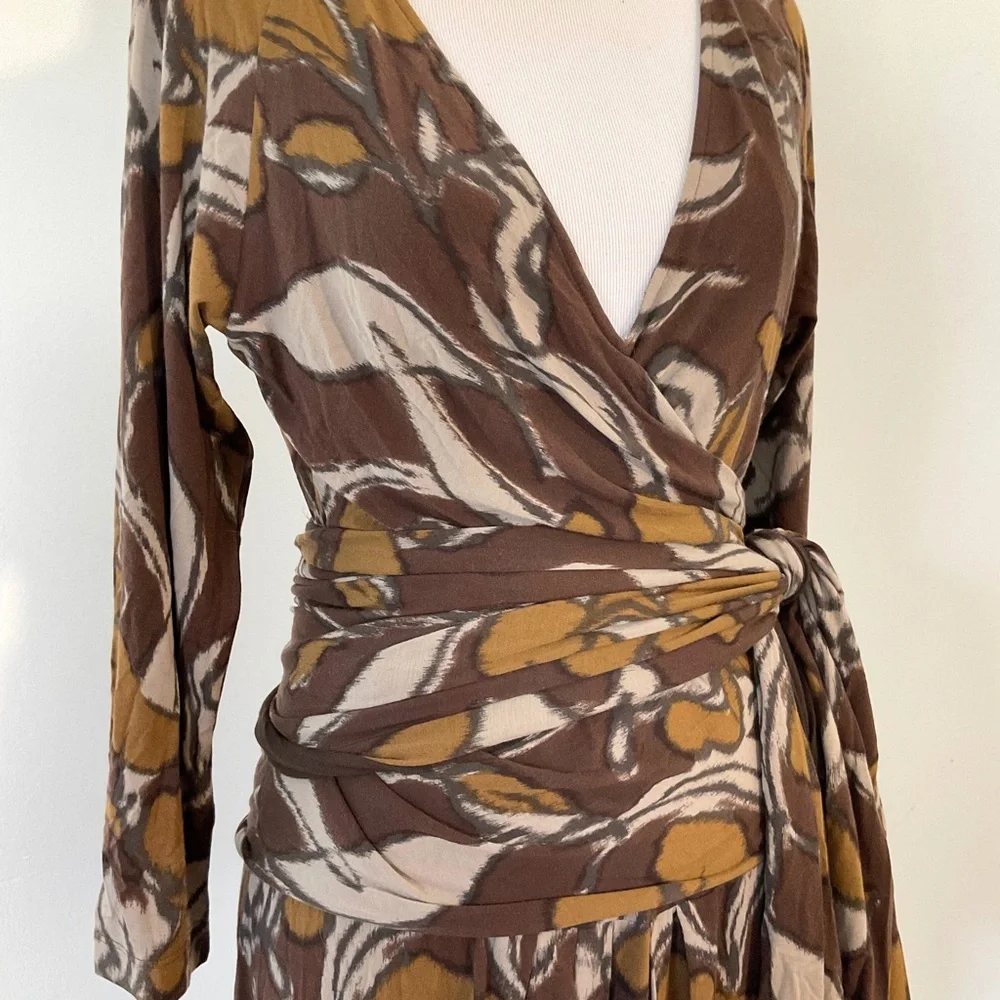 ETRO Midi Wrap Dress | Printed | Brown | Italy | 48 | Large | 12 - Picture 6 of 14